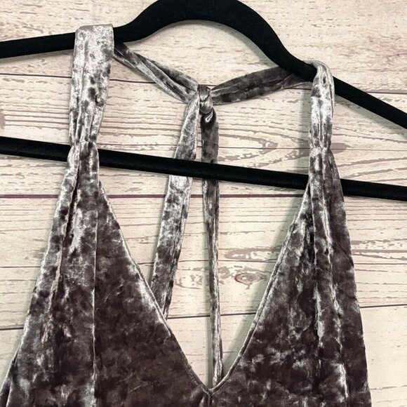 Zara Woman Grey Velvet Clubbing Top Small - Picture 4 of 6